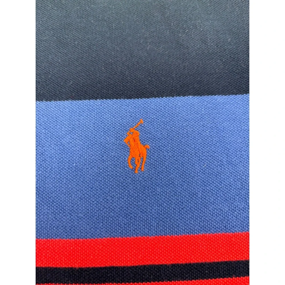 Polo Ralph Lauren Mens XXL Custom Fit Multi Color Striped Short Sleeve Polo